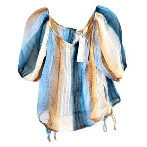 NWT Anama Semi Sheer flowy top Sz S off shoulder